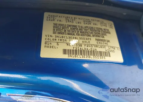 2008 Nissan Versa 1.8S from USA, damaged, VIN 3N1BC13E28L350325